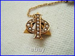 10k Gold Fraternity Pin With Seed Pearls Very Nice Antique