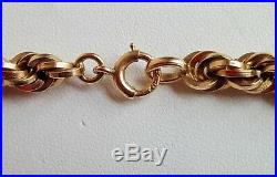14K Yellow Gold 16 Graduated Rope Chain Antique Necklace 21 grams Very Nice