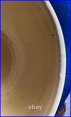 1800's Antique YELLOW WARE MIXING BOWL White Stripe Stoneware 12.5 Very Nice