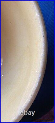1800's Antique YELLOW WARE MIXING BOWL White Stripe Stoneware 12.5 Very Nice