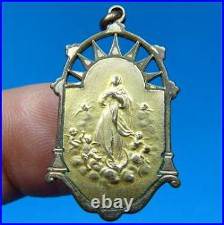 1800s VERY NICE VIRGIN MARY SIGNED RING ANTIQUE OLD RELIGIOUS MEDAL