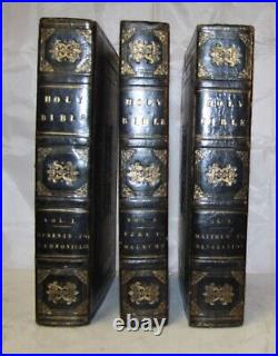 1815 Large 3vol. Antique Holy Bible set VERY NICE