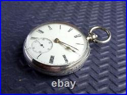 1881 Very Nice Silver Gents Fusee Pocket Watch. D Mitchell Biggar. Antique