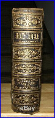 1882 antique family Holy Bible CLASP very nice