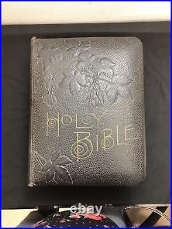 1891 Antique Original A. J. Holman & Co. Pictorial Family Holy Bible VERY NICE