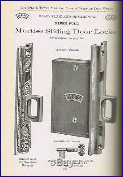 1893 BRANFORD POCKET DOOR MORTISE LOCK SET withKEY BRASS VERY NICE (12488)