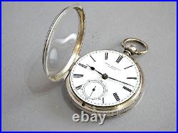 1895 Very Nice JOHN FORREST Silver Fusee Gents Pocket Watch. SERVICED. Antique