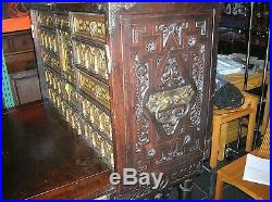 18th C. Vargueno On Stand With Spanish Royal Coat Of Arms Very Nice Condition