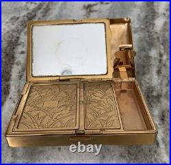 1930-1940 Elgin American Beauty Gold Tone Carryall Compact Purse Very Nice