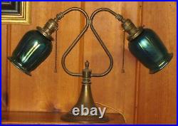 1930's Antique Dual Arm Lamp Estate Item With Cloth Cord Very Nice Condition