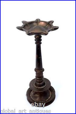 19c Very Nice Indian Antique Hand Crafted Brass Oil Diya Light Stand. G53-420