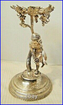 19th Century English Silverplate Figural Bowl Stand Holder Very Nice