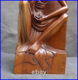 2 Very Nice quality wood statues of a man and woman, BALI Indonesia before1940