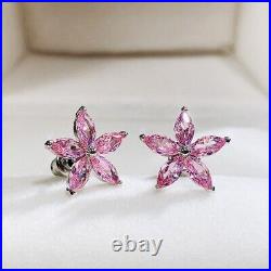 2Ct Marquise Cut Sapphire Flower Stud Christmas Earrings 14K White Gold Finish