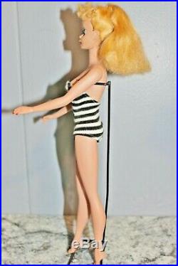 #4 Vintage Ponytail Barbie Doll Lemony Blonde With Oss & Tm Body Very Nice