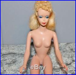 #4 Vintage Ponytail Barbie Doll Lemony Blonde With Oss & Tm Body Very Nice