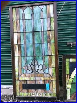 6 Antique Very Large 2 Piece Church Leaded Stain Glass Windows 34 X 103-Nice
