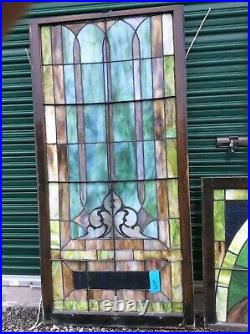 6 Antique Very Large 2 Piece Church Leaded Stain Glass Windows -34 X 103- Nice