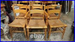 6 Solid Maple Dining Chairs Henkel Harris 1963 Rush Seats Very Nice