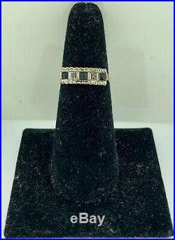 A Ladies Very Nice Quality Antique 18k Goldplatinum Topsapphire & Diamond Ring