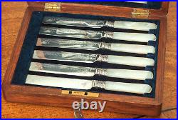 A Very Nice 12-piece Mother of Pearl Boxed Silverplate Fruit Or Dessert Set