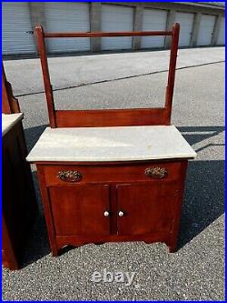 A Very Nice Antique American Birch 3pc Bedroom Set with Marble Tops, Circa 1890s