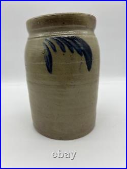A Very Nice Antique Blue Decorated Stoneware Jar, Pennsylvania Circa 1860