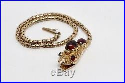 A Very Nice Antique Victorian 9ct 375 Rose Garnet Cabochon Snake Bracelet
