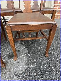 A Very Nice Set of 7 Antique American Oak T Back Chairs Circa 1910's