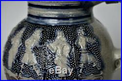 A very nice and interesting Antique Westerwald Stoneware jug stein dancing