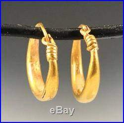 ANCIENT ROMAN-BYZANTINE GOLD HOOP EARRINGS! Very Nice Pair