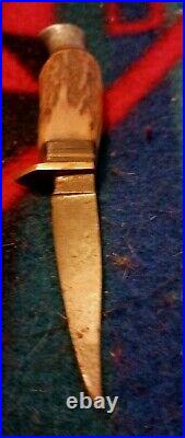 ANTIQUE 1900s STAG ANTLER HANDLE GERMANY MINIATURE KNIFE VERY NICE! SHARP