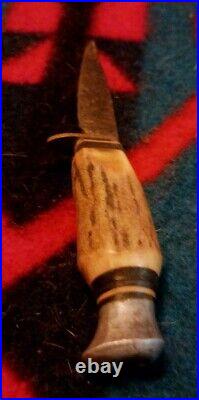 ANTIQUE 1900s STAG ANTLER HANDLE GERMANY MINIATURE KNIFE VERY NICE! SHARP
