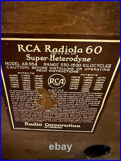 ANTIQUE 1920s RCA RADIOLA 60 Super Het, Model AR954 radio, very nice antique