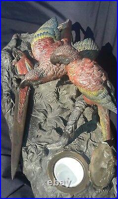 ANTIQUE COLD PAINTED Australia BRONZE MACAW BIRDS VERY NICE ink deck set