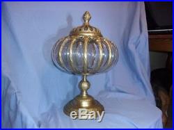 ANTIQUE- INDIA- vintage rare container blown glass into metal VERY NICE