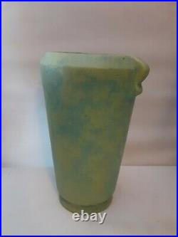 ANTIQUE Vintage Mottled Green Retro ART DECO WELLER Pottery VASE 8 Very Nice
