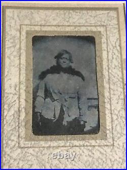 An African American Well Dressed Woman Antique Tin Type in very nice Photo frame