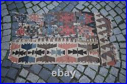 An Antique 1860's Awesome Primitive Collector's Piece Anatolian Fragment Kilim