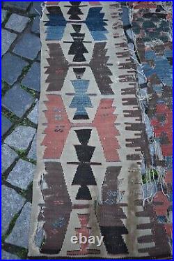 An Antique 1860's Awesome Primitive Collector's Piece Anatolian Fragment Kilim