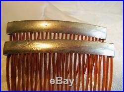 AntIque 2 match TORTOISE SHELL HAIR COMBS VERY NICE SILVER ACCENT beautiful