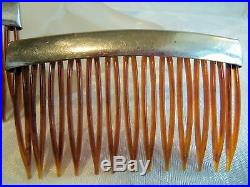 AntIque 2 match TORTOISE SHELL HAIR COMBS VERY NICE SILVER ACCENT beautiful