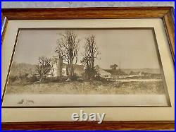 Antique 1890 Ernest C. Rost Framed Landscape Village Signed(28X 19)Very Nice