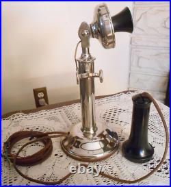Antique 1900'S Western Electric CHROME BAKELITE Candlestick phone! VERY NICE