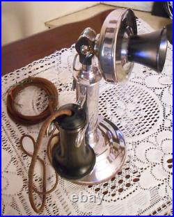 Antique 1900'S Western Electric CHROME BAKELITE Candlestick phone! VERY NICE