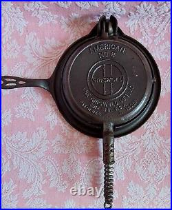 Antique 1908 GRISWOLD AMERICAN No. 8 WAFFLE IRON Very Nice CAST IRON 885B 886A