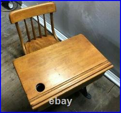 Antique 1920's Child's Adjustable School Desk & Chair Rare and very Nice No Res
