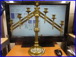 Antique Adjustable Brass Menorah 7 Branch Very Nice Heavy 20 Inches 8 + pounds