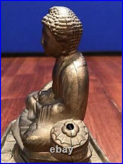Antique Asian Buddha Incense Burner bronze wash G. C. K. Very Nice