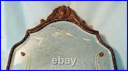 Antique Beveled and Etched Glass Victorian Mirror In Very Nice Ornate Wood Frame